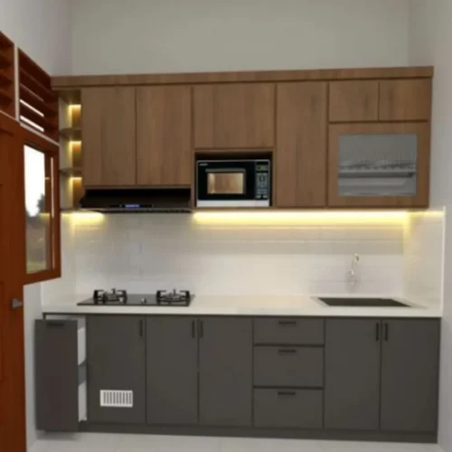 Kitchen Set Minimalis Modern – Wood & Grey