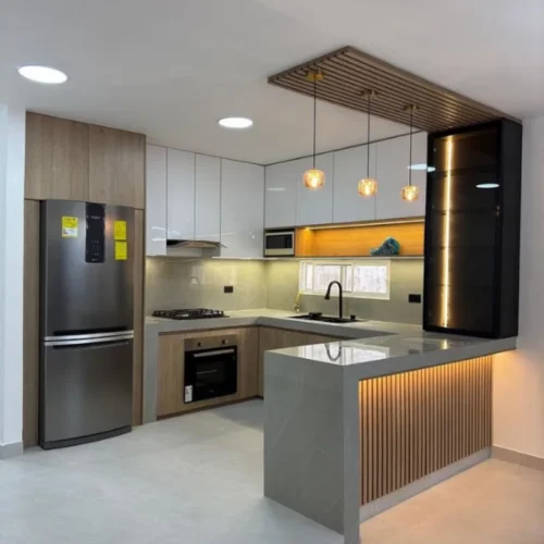 Kitchen Set Modern Contemporary – Grey, White & Wood